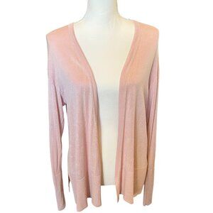 Worthington SZ L Waterfall Front Open Cardigan Soft Pink Long Sleeve